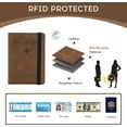thumbnail image 3 of Personalized Name Passport Holder Cover Wallet RFID Blocking Leather Card Case Customized Initials Text Passport Book Travel Essentials Vacation Luggage for Men Women, Gift for Mother's Day,Brown, 3 of 6