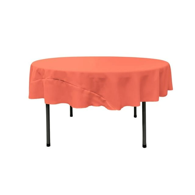 Nappe en Popeline Polyester TCpop72R-CoralP55&44; Corail - 72 Po Ronde