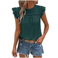 thumbnail image 2 of Ichuanyi Womens Summer Tops Casual V Neck Ruffle Cap Sleeveless Blouse Shirts Solid Color Tunic Tops, 2 of 6