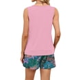 thumbnail image 6 of Evdexr Womens Short Sets V Neck Sleeveless Tank Tops & Short Sets Summer 2026 Casual Loose Fit Plus Size Striped Sweatsuit with Pockets Pink 3XL, 6 of 6