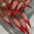 thumbnail image 1 of Uñas postizas octoswave French Tip almendra rojas, 24 piezas, 1 of 7