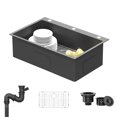 thumbnail image 2 of ModFusion Drop-In Kitchen Sink 33"x22" with Accessories, Nano Black Stainless Steel, Top Mount Deep Single Bowl, Utility Grid, Drain Kit, RV, Bar Basin, 2 of 10