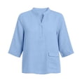 thumbnail image 3 of cocolona Womens 3/4 Sleeve V Neck Blouses Casual Loose Solid Color Shirts Basic Outfits Tops, 3 of 7