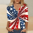 thumbnail image 7 of Kctiaxy Red Womens V Neck 3/4 Sleeve T Shirts Independence Day Printed Summer Tops Casual Loose Tees Trending Now XL, 7 of 7