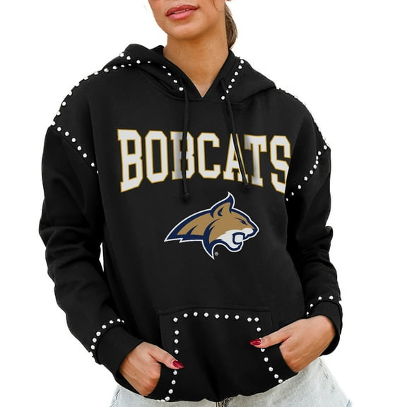 Women's Gameday Couture Black Montana State Bobcats Studded Pullover Hoodie