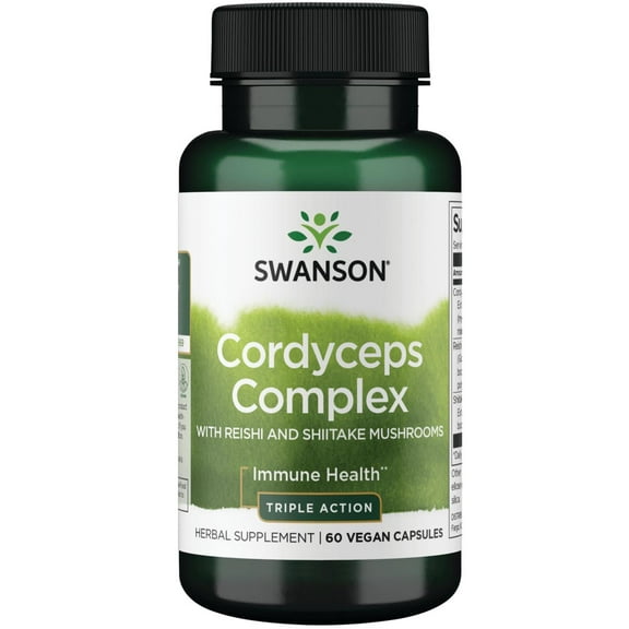 Swanson Cordyceps Extract Complex with Reishi and Shiitake Mushrooms for Immune Health Support 60 Veggie Capsules