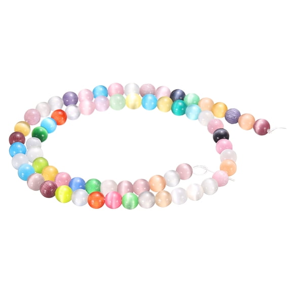 Uxcell 65pcs Mixing Colors Cat's Eye Stone Beads 6mm Round Smooth Gemstone Crystal Loose Bead for Jewelry Making Bracelets Necklace Earrings DIY
