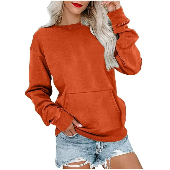 Spring Savings Clearance Lindreshi Long Sleeve Shirts for Women Women's Fashion Solid T-Shirt Long Sleeves Blouse Round Neck Casual Tops Sweatshirt