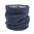 thumbnail image 2 of Xfvqtps Unisex Loop Scarf for Mens and Womens Necks Warmer Solid Color Knitting Plush Lining Vertical Stripes Stacked Stretch Windproof Coldproof Cozy Warm Winter Neck Gaiters Blue, 2 of 5