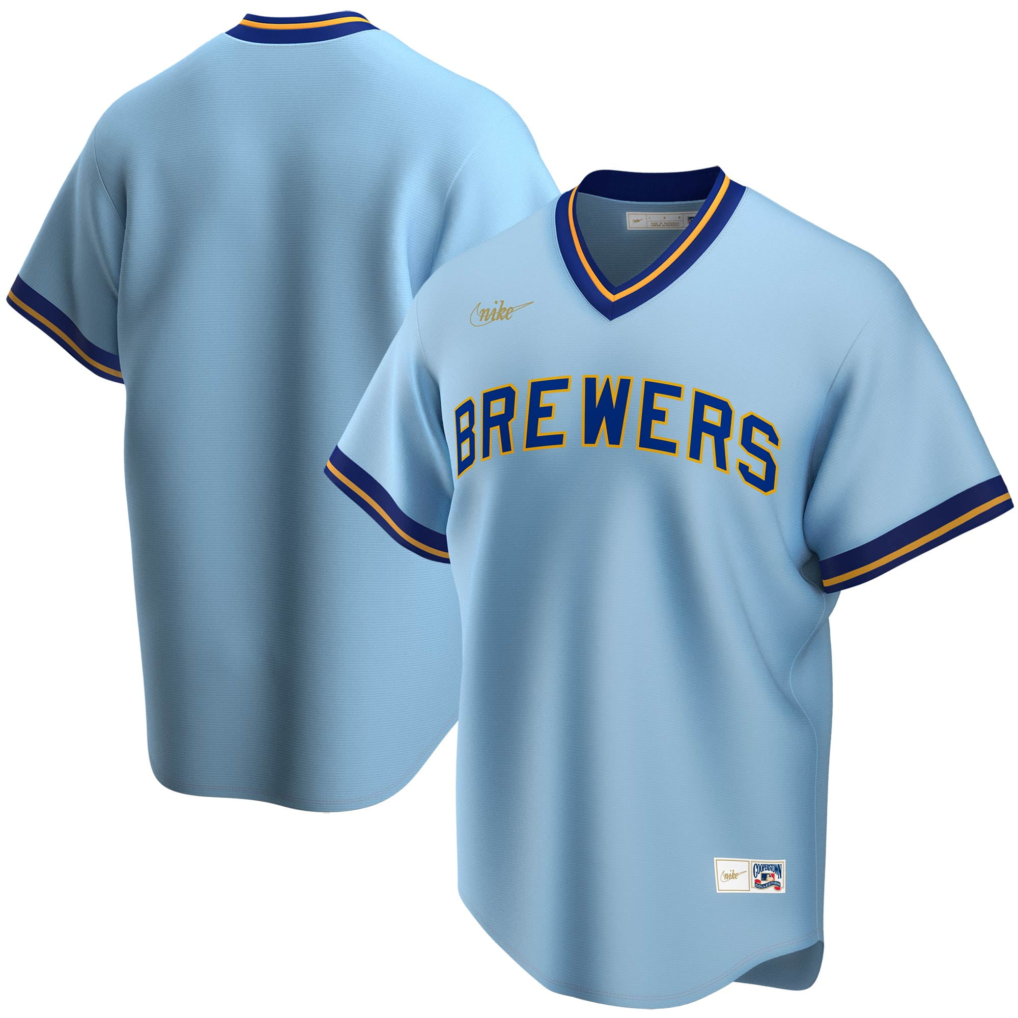 Milwaukee Brewers Nike Road Cooperstown Collection Team Jersey - Powder ...