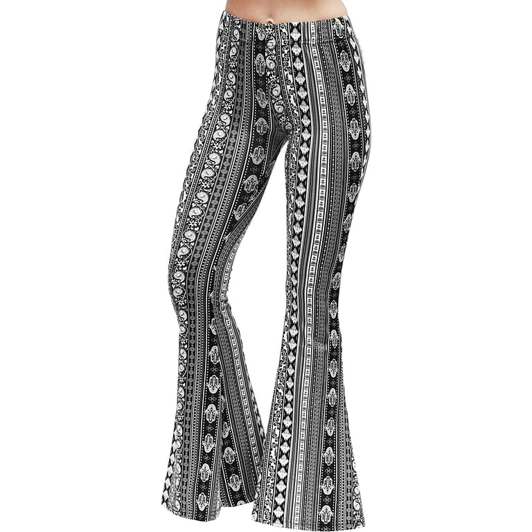 Daisy Del Sol High Waist Gypsy Comfy Yoga Ethnic Tribal Stretch Palazzo 70s  Bell Bottom Fit to Flare Pants