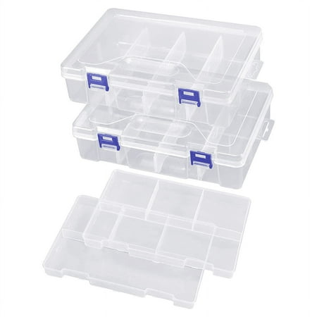 DSH Tackle Box Fishing Tackle Box Storage Box 2 Pack Compartment Storage Box Transparent Storage Container with Dividers