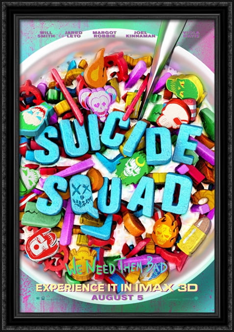 Suicide Squad 28x40 Large Black Ornate Wood Framed Canvas Movie Poster Art Walmart Com Walmart Com