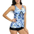 thumbnail image 5 of Jacenvly Plus Size Swimsuits for Women 2Pcs Bathing Suits Tankini Swim Dress with Low Waist Shorts Light Blue, 5 of 8