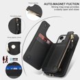 thumbnail image 5 of Wallet Case for Apple iPhone 14, with Crossbody Shoulder Strap & Hand Wrist Cards Holder Zipper Pocket Stand Feature Full Protective Shockpoof Phone Case for iPhone 14, Black, 5 of 8