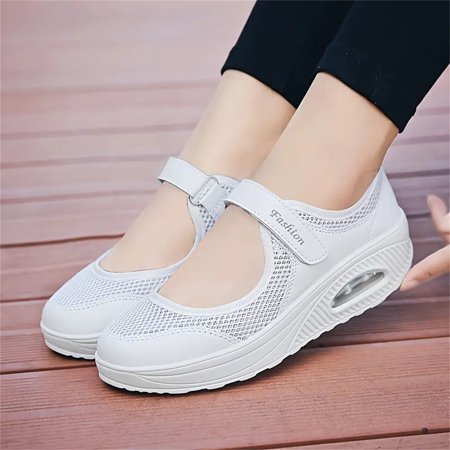 

Women s Walking Shoes Slip-on Light Air Cushion Mesh Up Stretch Platform Arch Support Breathable Mesh Athletic Work Sneakers Zhongqi