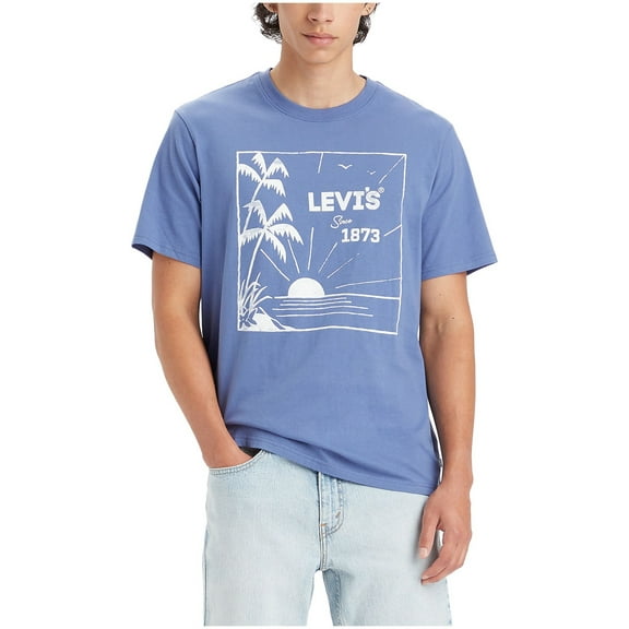 Levi's COASTAL FJORD Men's Square Palm Graphic Cotton T Shirt, US Large