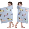 thumbnail image 4 of Colorful Funny Dachshund Hooded Bath Towel，50"x30" for Ages 3 To 12 Kids, Quick Dry Lightweight Soft Microfiber Hood Beach Towel Cover Up for Kids, 4 of 7