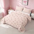 thumbnail image 3 of Erosebridal Delicate Satin Bow Ribbon Quilt Full for Girls, Romantic Floral Print Full Bedspread Sets, 3pcs 1 Coverlet and 2 Pillowcases, 3 of 7