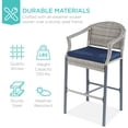 thumbnail image 4 of Best Choice Products 3-Piece Outdoor Wicker Patio Bar Table Bistro Set w/ Barstools, Steel Frame - Gray/Blue, 4 of 8