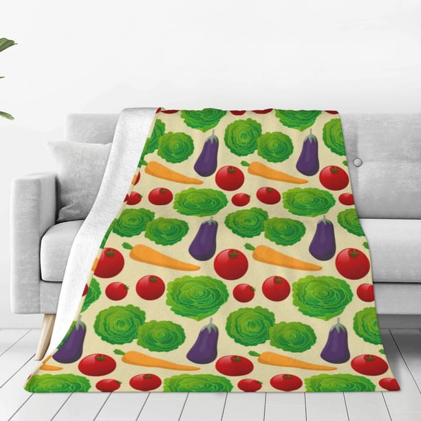 Balery Vegetable Manta de Felpa Suave y Acogedora – Cobija de Franela Aterciopelada para Cama, Lavable y Cálida para Sofá, Mascotas, Transpirable-80"x60"
