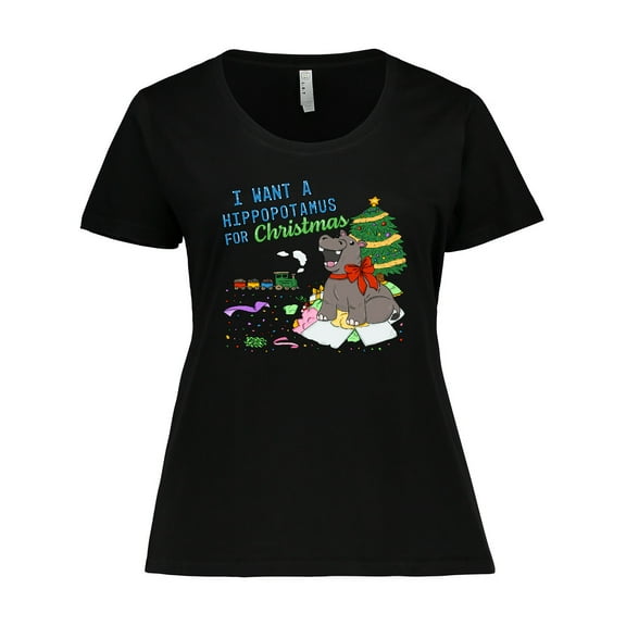 Inktastic I Want a Hippopotamus for Christmas Women's Plus Size T-Shirt