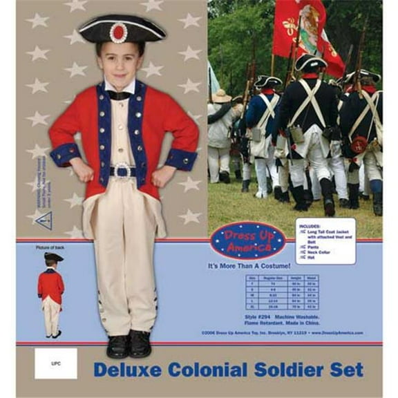 Dress Up America Deluxe Colonial Soldier Set Costume Set Small 4-6