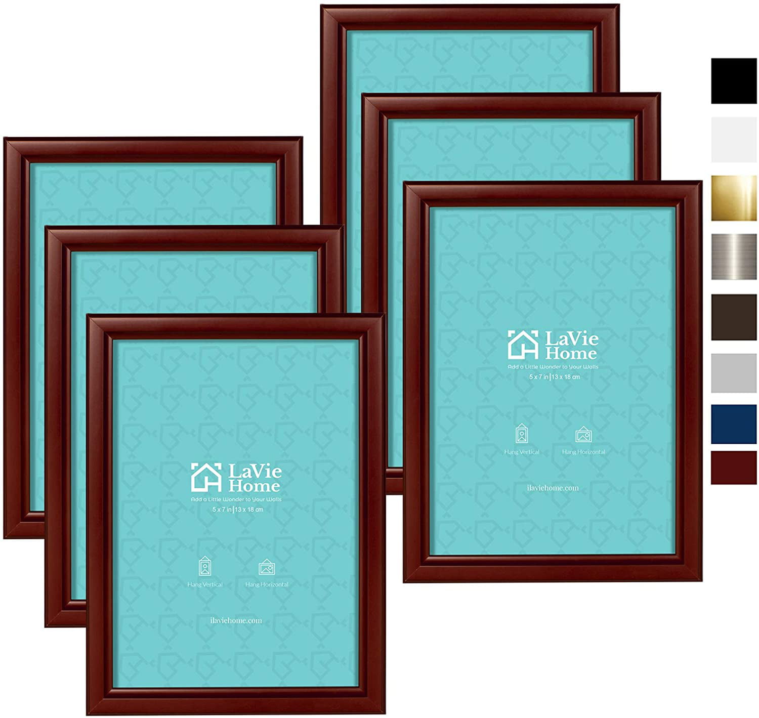 5x7 Picture Frames Rustic Fits 5 by 7 Glass Shabby Chic Wall Tabletop Photo Dispay 6Packs 