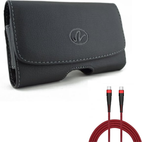 Case Belt Clip w 10ft PD Cable for Samsung Galaxy A53 5G,A33 5G Phones - Leather Swivel Holster Loops, Type-C to USB-C Charger Cord Power Wire