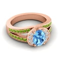 thumbnail image 3 of Diamond-Capitals 2.35 Carat Oval Cut Blue Topaz & Peridot Gemstone Stylish Engagement Ring for Women Solid 18K Rose Gold Size 10, 3 of 8