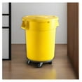 32 Gallon Yellow Round Trash Can with Lid and Dolly, Ingredient Bin