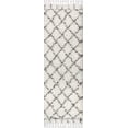 thumbnail image 3 of JONATHAN Y MERCER SHAG 2 x 8 Runner Rug, Mercer Plush Tassel Moroccan Geometric Trellis - Ivory/Gray, MCR101B-28, 3 of 3