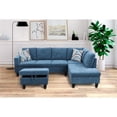 thumbnail image 2 of Pemberly Row L Shaped Blue Couch with Ottoman(Pillows Included) Microfiber, 2 of 5