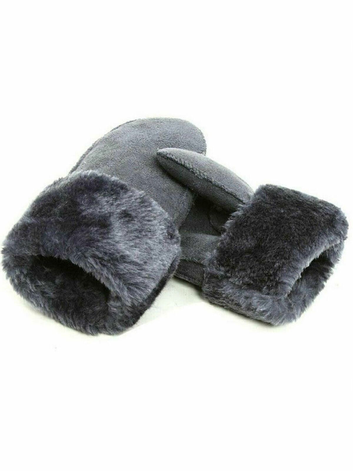 Women's Girl Cute Cloth Mittens Winter Warm Fleece Gloves Fur Trim Frosted New
