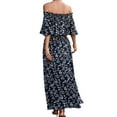 thumbnail image 2 of Orqqct Women Floral Print Off The Shoulder Butterfly Sleeve Side Slit Summer Dress, 2 of 3