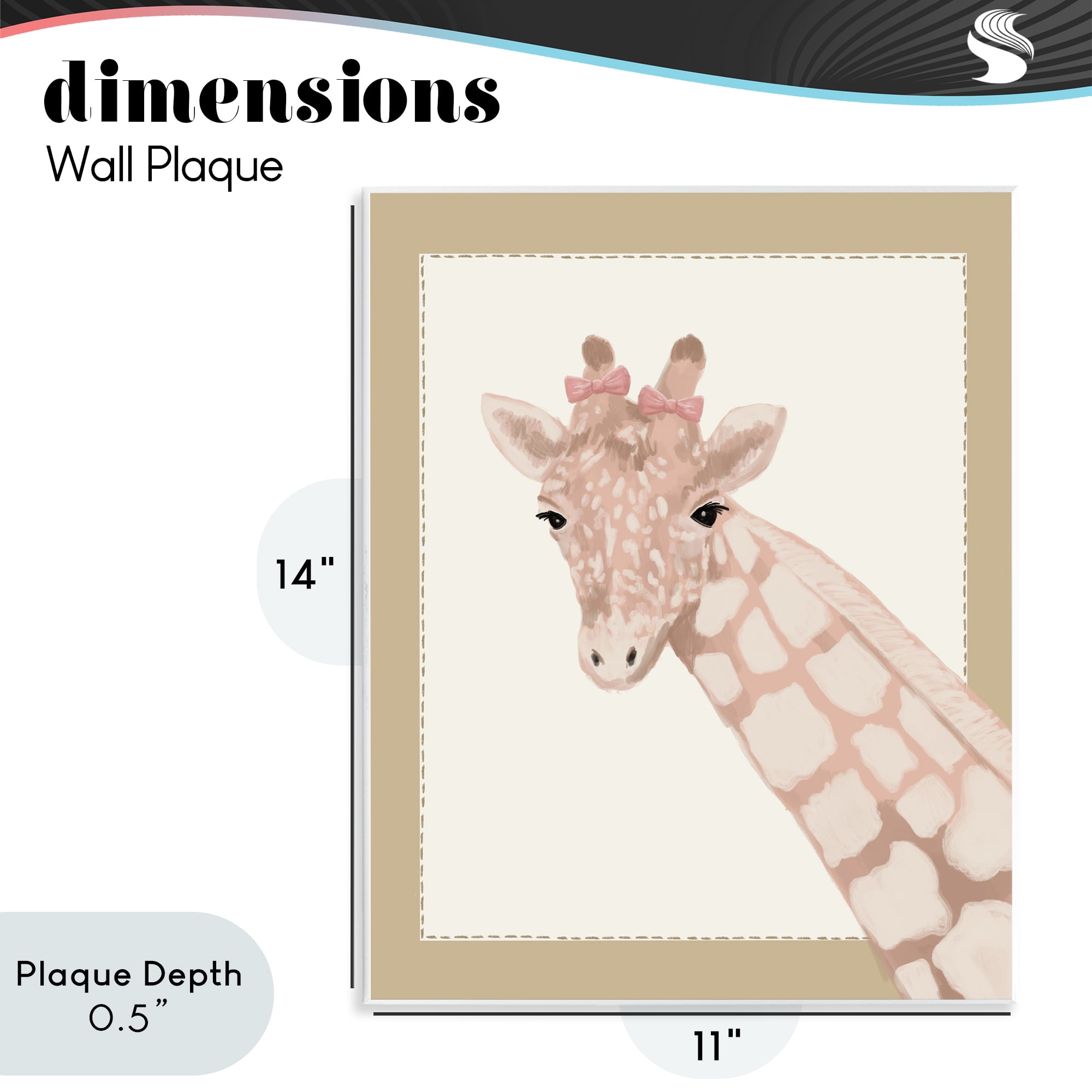 Stupell Industries Sweet Giraffe with Bows Wall Plaque Art, design by Sadie Harper