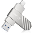 thumbnail image 1 of USB C Flash Drive 64 GB 2-in-1 USB Drive Swivel C-Type Flash Drive, Read Speed up to 450MB/s USB 3.2 USB C Jump Drive Portable Memory Stick with Keyhole Pen Drive, Silver, 1 of 7