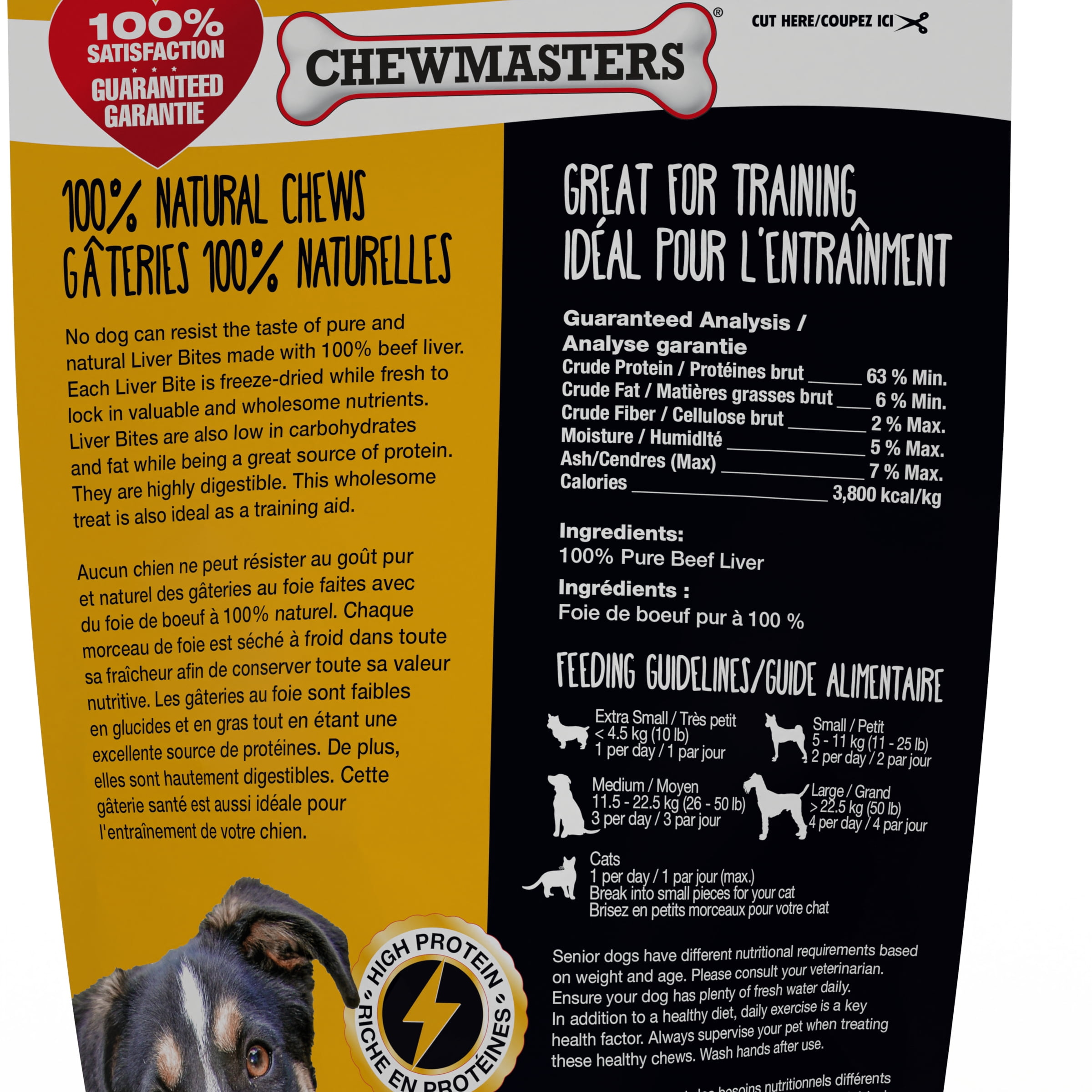 Friandises pour chiens Chewmasters au foie de bœuf lyophilisé 500 g