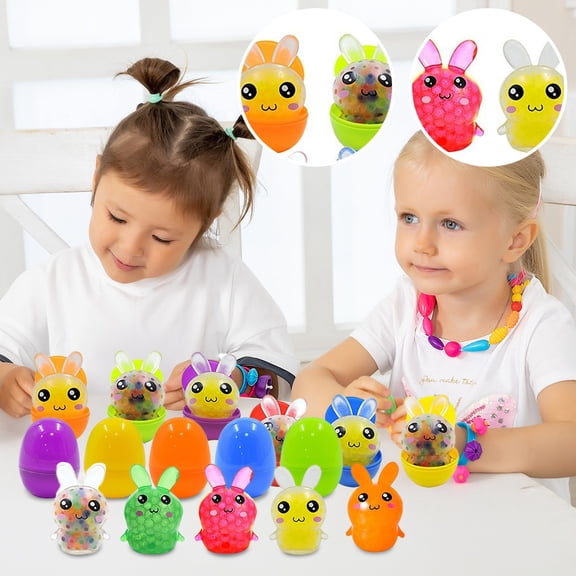 24 pcs Easter Bunny Squishy Prefilled Eggs, Color Random Squeeze Toys – Easter Basket Stuffers, Party Favors & Egg Hunt Supplies