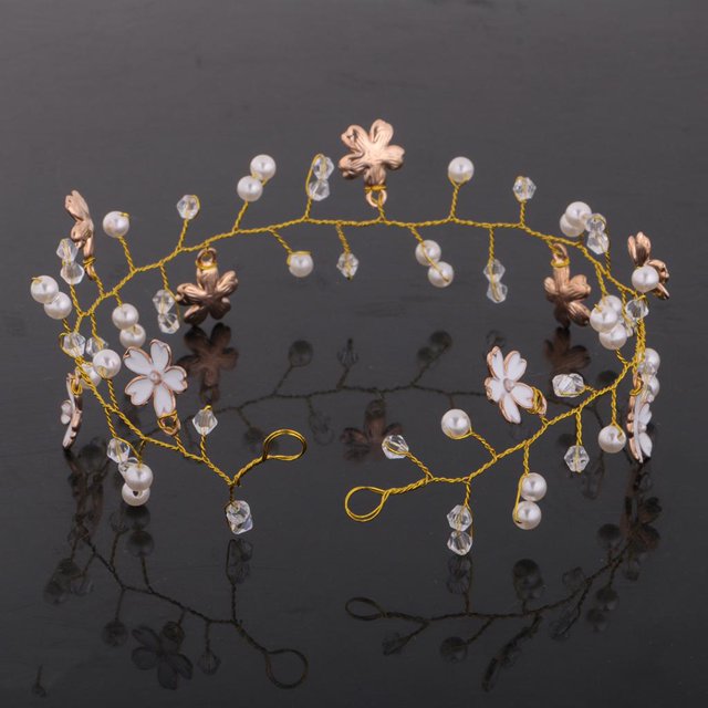 Women Girls Crystal Flower Pearls Hair Band Headwear Hair Jewelry Colcomx Flor diadema
