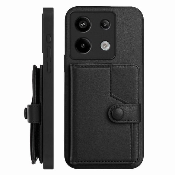 FOXDOCK Case for Xiaomi Redmi Note 13 pro 5G RFID-Blocking Card Holder - Stylish Button Closure Design