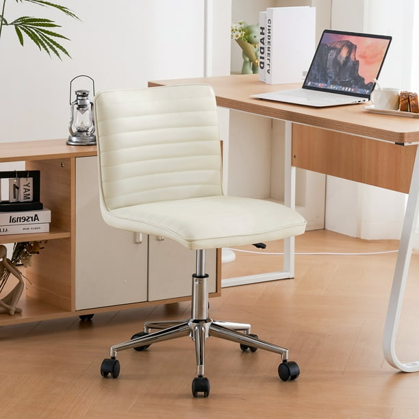 Furniliving Modern PU Leather Armless Office Chair Adjustable Swivel