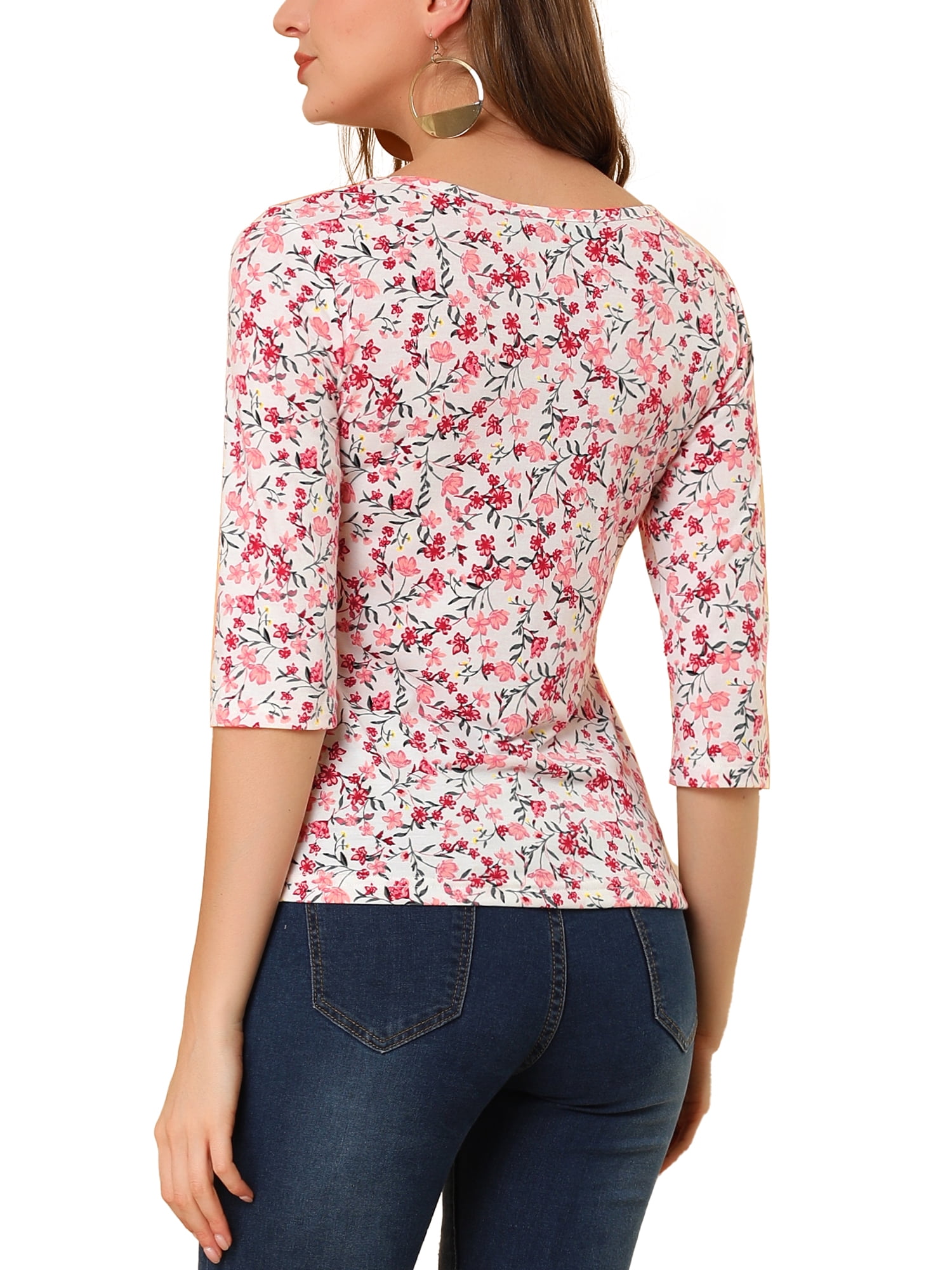 DARING DIVA Women's Halloween Costume 1/2 Sleeve Floral Top S White-Floral