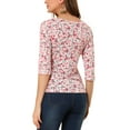 thumbnail image 4 of Unique Bargains Women's Halloween Costume 1/2 Sleeve Round Neck Floral Top XS White-Floral, 4 of 8