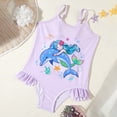 thumbnail image 6 of Toddler Swimsuit Girl 5-6 Years Sleeveless Summer Cartoon Prints One Piece Beach Bikini Durable Seaside Swimming Trendy Purple Bathing Suit Sizes 5-6 Years, 6 of 7