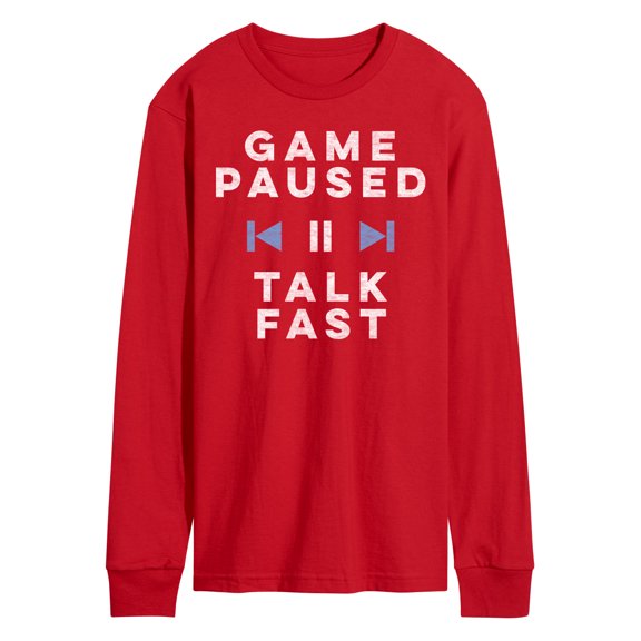 Instant Message - Game Paused Talk Fast Long Sleeve Graphic T-Shirt