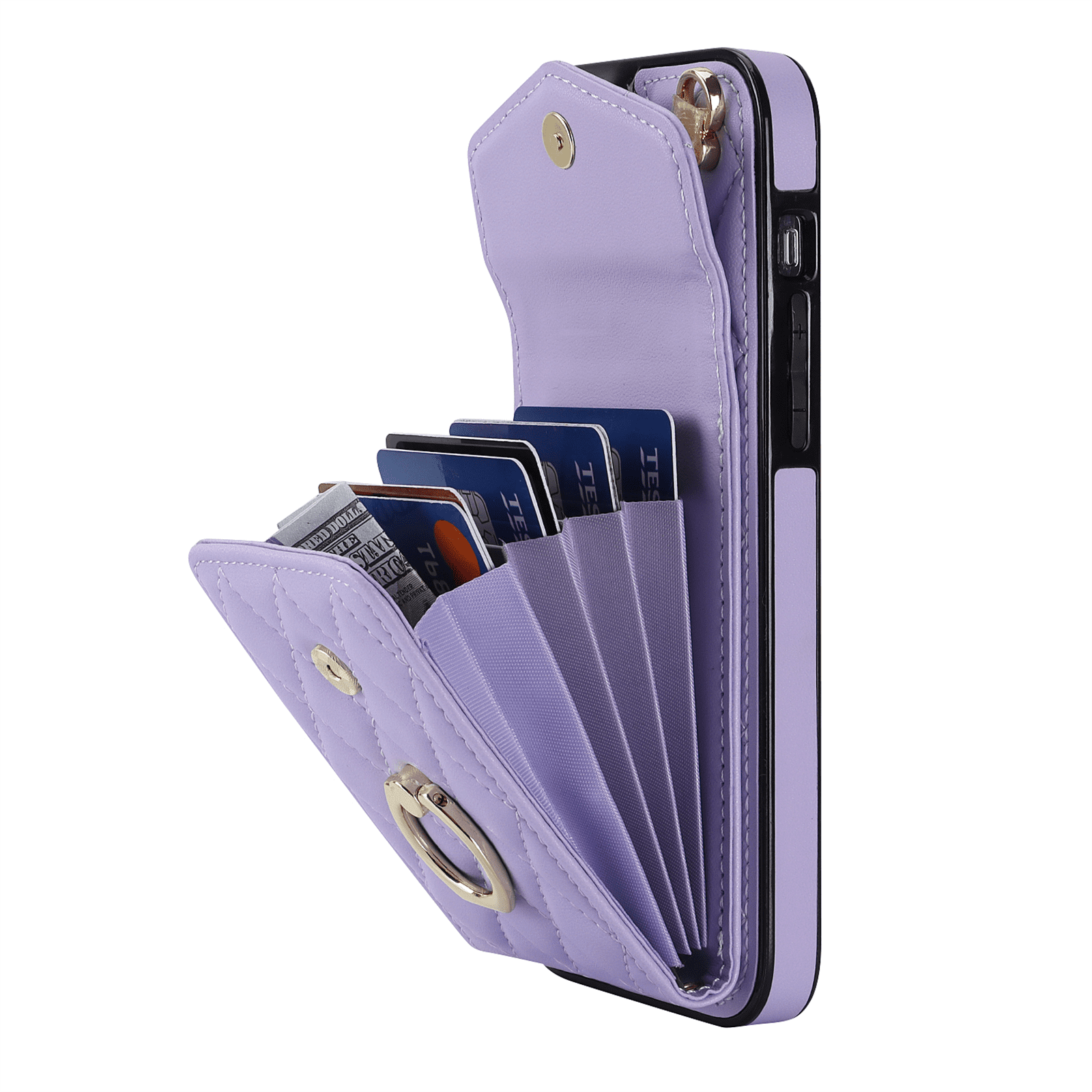 Asuwish Wallet RFID Blocking PU Leather Cell Phone Case with Tempered Glass Screen Protector, Wrist Strap for iPhone 12 Pro Max, Purple