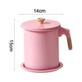 thumbnail image 2 of Household bacon grease container Iron cooking oil storage tank with filter - non-stick - Pink, 2 of 5