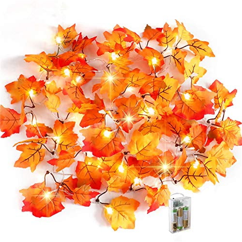 14.7ft 40 LED 80 Leaves String Lights Party Fairy Lights Thanksgiving Xmas Decor 