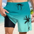 thumbnail image 4 of YUEVE Beach Shorts for Men 2 in 1 Compression Liner 7 Inch Inseam, Mens Swim Trunks Gradient Hawaiian Print Quick Dry Bathing Suit with Pockets Mint Green XXXXL, 4 of 4